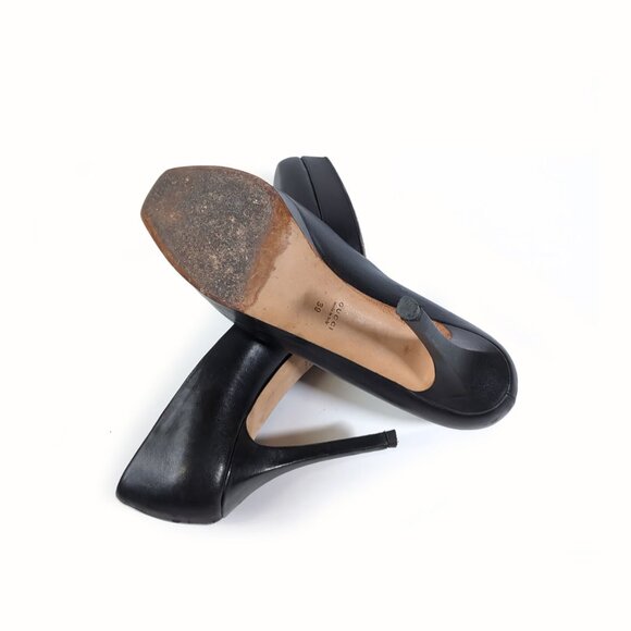Gucci Black Pumps Size 39 Womens 9 Black Calfskin Platform Square Toe Pumps - Picture 4 of 8